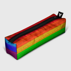 Пенал 3D с принтом Разноцветные доски радужный в Курске, 100% полиэстер | плотная ткань, застежка на молнии | Тематика изображения на принте: крашеные доски | линии | полосы | радуга | радужный | разноцветный | ярко