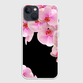 Чехол для iPhone 13 с принтом Орхидеи в ночи в Курске,  |  | азия | бабочки | бутоны | ветки | девушкам | джунгли | женщинам | лепестки | летний | лето | листья | любовь | март | орхидеи | орхидея | подарок | природа | растения | розовыецветы | сад | тропика
