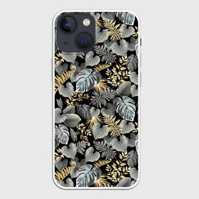Чехол для iPhone 13 mini с принтом Серебряные листочки в Курске,  |  | азия | бабочки | ветви | ветки | девушкам | деревья | джунгли | жара | золото | лес | летний | лето | листочки | листья | ночь | отдых | природа | растения | сад | серебро | серый | таиланд | тропики