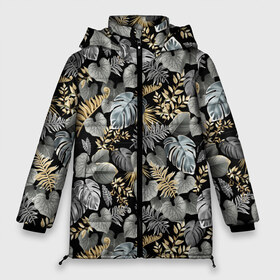 Женская зимняя куртка 3D с принтом Серебряные листочки в Курске, верх — 100% полиэстер; подкладка — 100% полиэстер; утеплитель — 100% полиэстер | длина ниже бедра, силуэт Оверсайз. Есть воротник-стойка, отстегивающийся капюшон и ветрозащитная планка. 

Боковые карманы с листочкой на кнопках и внутренний карман на молнии | азия | бабочки | ветви | ветки | девушкам | деревья | джунгли | жара | золото | лес | летний | лето | листочки | листья | ночь | отдых | природа | растения | сад | серебро | серый | таиланд | тропики