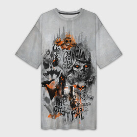 Платье-футболка 3D с принтом City Of Fear в Курске,  |  | batman | batman arkham knight | scarecrow | vdzabma | бэтмен | бэтмен рыцарь аркхема | пугало