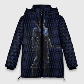 Женская зимняя куртка 3D с принтом Nightwing в Курске, верх — 100% полиэстер; подкладка — 100% полиэстер; утеплитель — 100% полиэстер | длина ниже бедра, силуэт Оверсайз. Есть воротник-стойка, отстегивающийся капюшон и ветрозащитная планка. 

Боковые карманы с листочкой на кнопках и внутренний карман на молнии | batman | batman arkham knight | nightwing | vdzabma | бэтмен | бэтмен рыцарь аркхема | найтвинг
