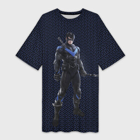 Платье-футболка 3D с принтом Nightwing в Курске,  |  | batman | batman arkham knight | nightwing | vdzabma | бэтмен | бэтмен рыцарь аркхема | найтвинг