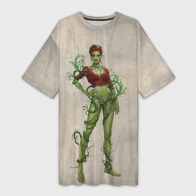 Платье-футболка 3D с принтом Poison Ivy в Курске,  |  | Тематика изображения на принте: batman | batman arkham knight | poison ivy | vdzabma | бэтмен | бэтмен рыцарь аркхема | ядовитый плющ