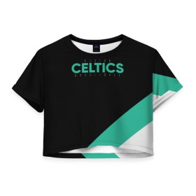 Женская футболка Crop-top 3D с принтом BOSTON CELTICS в Курске, 100% полиэстер | круглая горловина, длина футболки до линии талии, рукава с отворотами | boston | boston seltics | irving | kyrie irving | бостон | бостон селтикс | ирвинг | кайри ирвинг | селтикс