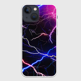 Чехол для iPhone 13 mini с принтом НЕОНОВЫЕ МОЛНИИ в Курске,  |  | color | colour | electricity | glim | glow | light | lights | neon | power | shine | молния | напряжение | неоновый | разряд | стихия | ток | удар | электричество