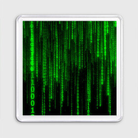 Магнит 55*55 с принтом Матрица код цифры программист в Курске, Пластик | Размер: 65*65 мм; Размер печати: 55*55 мм | Тематика изображения на принте: бинарный код | веб | вирус | всемирная паутина | двоичный код | зеленый | интернет | информация | кибер | код | кодер | кодирование | матрица | наука | олдскул | по | программирование