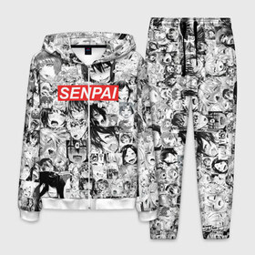 Мужской костюм 3D с принтом SENPAI в Курске, 100% полиэстер | Манжеты и пояс оформлены тканевой резинкой, двухслойный капюшон со шнурком для регулировки, карманы спереди | ahegao | anime | kawai | kowai | oppai | otaku | senpai | sugoi | waifu | yandere | аниме | ахегао | ковай | культура | отаку | семпай | сенпай | тренд | яндере