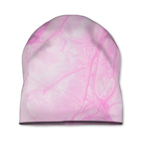 Шапка 3D с принтом розовые разводы краска зефир в Курске, 100% полиэстер | универсальный размер, печать по всей поверхности изделия | абстракция | зефир | краска. разводы | нежный | повседневный | простой | светлый