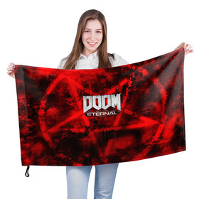 Флаг 3D с принтом Doom Eternal в Курске, 100% полиэстер | плотность ткани — 95 г/м2, размер — 67 х 109 см. Принт наносится с одной стороны | bethesda softworks | doom eternal | doomguy | id software | демоны | дум этернал | марс | палач рока | этернал