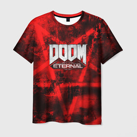 Мужская футболка 3D с принтом Doom Eternal в Курске, 100% полиэфир | прямой крой, круглый вырез горловины, длина до линии бедер | Тематика изображения на принте: bethesda softworks | doom eternal | doomguy | id software | демоны | дум этернал | марс | палач рока | этернал