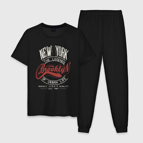 Мужская пижама хлопок с принтом Городские легенды Нью-Йорка в Курске, 100% хлопок | брюки и футболка прямого кроя, без карманов, на брюках мягкая резинка на поясе и по низу штанин
 | Тематика изображения на принте: bronx | brooklyn | city | manhattan | new york | queens | retro | staten island | usa | vintage | бронкс | бруклин | винтаж | джерси | квинс | легенды | мантэттен | манхеттен | манхэттэн | нью джерси | нью йорк | остров | ретро | стейтен айленд |