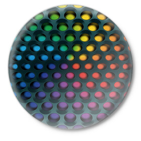Значок с принтом 3Д спектр в Курске,  металл | круглая форма, металлическая застежка в виде булавки | горошек | железо | жесть | излучение | иллюзия | круги | лампочки | металл | оболочка | объём | радуга | сияние | соты | сталь | фонари | шарики | шары