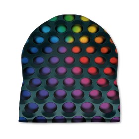 Шапка 3D с принтом 3Д спектр в Курске, 100% полиэстер | универсальный размер, печать по всей поверхности изделия | горошек | железо | жесть | излучение | иллюзия | круги | лампочки | металл | оболочка | объём | радуга | сияние | соты | сталь | фонари | шарики | шары