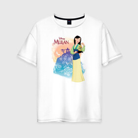 Женская футболка хлопок Oversize с принтом Fa Mulan в Курске, 100% хлопок | свободный крой, круглый ворот, спущенный рукав, длина до линии бедер
 | fa mulan | mulan | vdosadir | бэрри кук | дисней | мулан | тони бэнкрофт | фа мулан