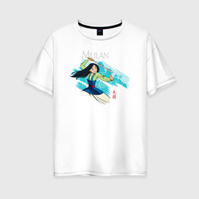 Женская футболка хлопок Oversize с принтом Mulan Warrior в Курске, 100% хлопок | свободный крой, круглый ворот, спущенный рукав, длина до линии бедер
 | fa mulan | mulan | vdosadir | бэрри кук | мулан | тони бэнкрофт | фа мулан
