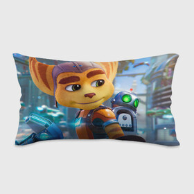 Подушка 3D антистресс с принтом Ratchet & Clank Rift Apart в Курске, наволочка — 100% полиэстер, наполнитель — вспененный полистирол | состоит из подушки и наволочки на молнии | ratchet  clank rift apart | игра | персонаж | рисунок