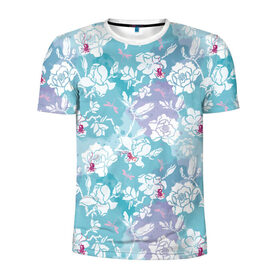 Мужская футболка 3D спортивная с принтом Mulan Flowers Pattern в Курске, 100% полиэстер с улучшенными характеристиками | приталенный силуэт, круглая горловина, широкие плечи, сужается к линии бедра | flowers | mulan | vdosadir | бэрри кук | мулан | тони бэнкрофт | цветы
