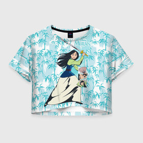 Женская футболка Crop-top 3D с принтом Mulan with a Sword в Курске, 100% полиэстер | круглая горловина, длина футболки до линии талии, рукава с отворотами | fa mulan | mulan | vdosadir | бэрри кук | мулан | тони бэнкрофт | фа мулан