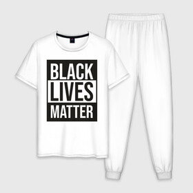 Мужская пижама хлопок с принтом BLACK LIVES MATTER в Курске, 100% хлопок | брюки и футболка прямого кроя, без карманов, на брюках мягкая резинка на поясе и по низу штанин
 | black | internet | lives | matter | meme | интернет | мем