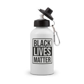 Бутылка спортивная с принтом BLACK LIVES MATTER в Курске, металл | емкость — 500 мл, в комплекте две пластиковые крышки и карабин для крепления | Тематика изображения на принте: black | internet | lives | matter | meme | интернет | мем