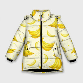 Зимняя куртка для девочек 3D с принтом Банана в Курске, ткань верха — 100% полиэстер; подклад — 100% полиэстер, утеплитель — 100% полиэстер. | длина ниже бедра, удлиненная спинка, воротник стойка и отстегивающийся капюшон. Есть боковые карманы с листочкой на кнопках, утяжки по низу изделия и внутренний карман на молнии. 

Предусмотрены светоотражающий принт на спинке, радужный светоотражающий элемент на пуллере молнии и на резинке для утяжки. | pattern | textures | tnt | абстракция | бананабум | бананы | ветки | взрыв | геометрия | градиент | дождь | заливка | обезьяна | паттерны | пиксели | пикси | продукты | текстура | текстуры | тнт | фигуры | фон