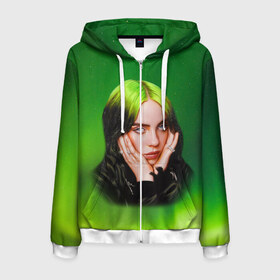 Мужская толстовка 3D на молнии с принтом Billie Eilish Билли Айлиш в Курске, 100% полиэстер | длина до линии бедра, манжеты и пояс оформлены мягкой тканевой резинкой, двухслойный капюшон со шнурком для регулировки, спереди молния, по бокам два кармана | bad | bill | billie | eil | eili | eilish | guy | music | not my | not my responsibility | ocean | айлиш | айлишь | беляш | бил | билли | музыка | музыкант | певица | эйл | эйли | эйлиш | эйлишь