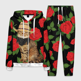 Мужской костюм 3D с принтом Мачо Котик Ковбой в Курске, 100% полиэстер | Манжеты и пояс оформлены тканевой резинкой, двухслойный капюшон со шнурком для регулировки, карманы спереди | Тематика изображения на принте: cat | cats | kitten | mem | memes | rose | roses | глаза | глазки | киска | кот | котёнок | котик | котики | котэ | котята | кошак | кошка | кошки | красивая | мем | мемчики | милая | прикольная | роза | розы | светлая | темная