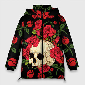 Женская зимняя куртка 3D с принтом Skull Roses в Курске, верх — 100% полиэстер; подкладка — 100% полиэстер; утеплитель — 100% полиэстер | длина ниже бедра, силуэт Оверсайз. Есть воротник-стойка, отстегивающийся капюшон и ветрозащитная планка. 

Боковые карманы с листочкой на кнопках и внутренний карман на молнии | rose | roses | анатомия | белая | белое | гот | косплей | кости | кость | костюм | красочная | пират | пираты | подарок | прикольная | роза | светлая | стиль | темная | тренд | чб | череп | черепа | черепушки