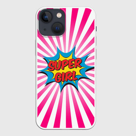 Чехол для iPhone 13 mini с принтом Super Girl в Курске,  |  | chic | clothing | colorful | dress | girl | pop art | stripes | style | девушка | женский | летний | мода | надпись | повседневный | поп арт | ретро | старый | стиль | супер | шик | яркий