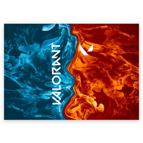 Поздравительная открытка с принтом Valorant Огонь и вода в Курске, 100% бумага | плотность бумаги 280 г/м2, матовая, на обратной стороне линовка и место для марки
 | brimstone | coba | csgo | cypher | jett | phoenix | riot games | sage | valorant | viper | валарант | валорант | кс
