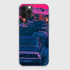 Чехол для iPhone 12 Pro Max с принтом Машина на рассвете в Курске, Силикон |  | chevrolet | dusk | impala | neon | usa | неон | рассвет | сша