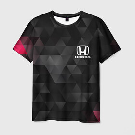 Мужская футболка 3D с принтом HONDA в Курске, 100% полиэфир | прямой крой, круглый вырез горловины, длина до линии бедер | honda | авто | автомобиль | логотип | марка | машина | надпись | текстура | хонда