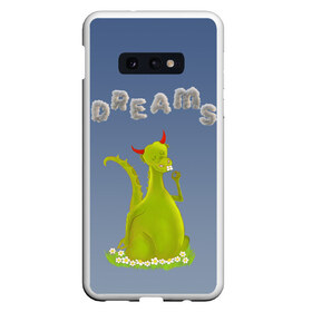 Чехол для Samsung S10E с принтом Dragon Dreams в Курске, Силикон | Область печати: задняя сторона чехла, без боковых панелей | Тематика изображения на принте: девушке | детское | дракон | дракон добрый | дракон лето | дракон мечтатель | дракон ребенку | дракон цветы | дракончик | летний дракон | лето | мечтай | мечтатель | мечты | мечты дракона