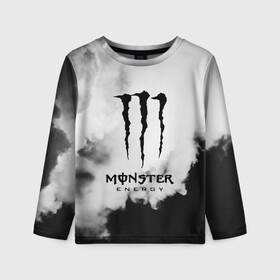 Детский лонгслив 3D с принтом MONSTER ENERGY в Курске, 100% полиэстер | длинные рукава, круглый вырез горловины, полуприлегающий силуэт
 | adrenalin | energy monster | monster | monster energy | monstr | sport | адреналин | монстер | монстр | напиток | спорт | энергетик