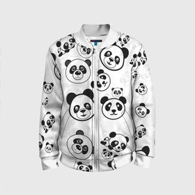 Детский бомбер 3D с принтом Панды в Курске, 100% полиэстер | застегивается на молнию, по бокам два кармана без застежек, мягкие манжеты, по низу бомбера и на воротнике — эластичная резинка | арт | животное | животные | зверь | картинка | коала | медведь | мишка | настроение | пальма | панда | панды | рисунок | текстура
