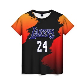 Женская футболка 3D с принтом Los Angeles Lakers / Kobe Brya в Курске, 100% полиэфир ( синтетическое хлопкоподобное полотно) | прямой крой, круглый вырез горловины, длина до линии бедер | 24 | kobe | kobe bean bryant | lakers | los angeles | американский баскетболист | баскетбол | баскетболист | коби | коби бин брайант | лейкерс | лос анджелес | нью йорк