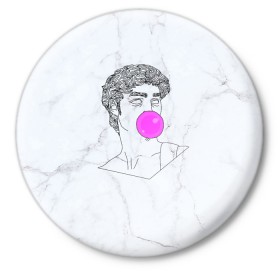 Значок с принтом Bubble gum в Курске,  металл | круглая форма, металлическая застежка в виде булавки | bubble gum | скульптура | статуя