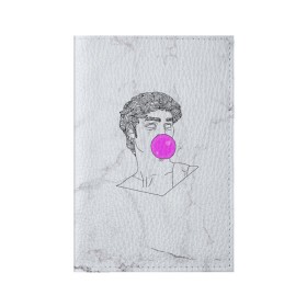 Обложка для паспорта матовая кожа с принтом Bubble gum в Курске, натуральная матовая кожа | размер 19,3 х 13,7 см; прозрачные пластиковые крепления | bubble gum | скульптура | статуя