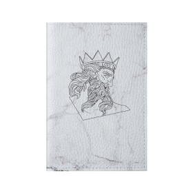 Обложка для паспорта матовая кожа с принтом Нептун в Курске, натуральная матовая кожа | размер 19,3 х 13,7 см; прозрачные пластиковые крепления | Тематика изображения на принте: скульптура | статуя