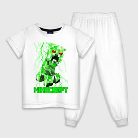 Детская пижама хлопок с принтом MINECRAFT CREEPER в Курске, 100% хлопок |  брюки и футболка прямого кроя, без карманов, на брюках мягкая резинка на поясе и по низу штанин
 | Тематика изображения на принте: creeper | game | minecraft | блоки | игра | квадраты | компьютерная | крипер | криппер | майнкрафт | огонь