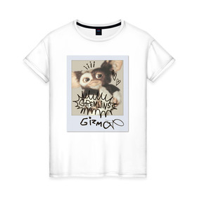 Женская футболка хлопок с принтом Gizmo в Курске, 100% хлопок | прямой крой, круглый вырез горловины, длина до линии бедер, слегка спущенное плечо | gizmo | gremlins | mogwai | vdzajul | гизмо | гремлины | магвай