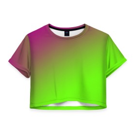 Женская футболка Crop-top 3D с принтом Кислотная в Курске, 100% полиэстер | круглая горловина, длина футболки до линии талии, рукава с отворотами | gradient | summer | textures | tie dye | абстракт | градиент | лето | переход | радуга | тай дай | текстура | текстуры | хиппи | цвета