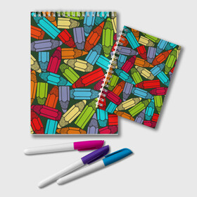 Блокнот с принтом детские цветные карандаши арт в Курске, 100% бумага | 48 листов, плотность листов — 60 г/м2, плотность картонной обложки — 250 г/м2. Листы скреплены удобной пружинной спиралью. Цвет линий — светло-серый
 | арт | весело | детские | карандаши | необычно | просто | рисунок | цветные | ярко