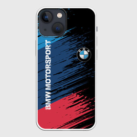 Чехол для iPhone 13 mini с принтом BMW MOTORSPORT в Курске,  |  | bmw | авто | автомобиль | бмв | логотип | марка | машина | надпись | текстура