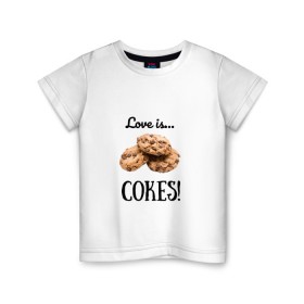 Детская футболка хлопок с принтом Печеньки в Курске, 100% хлопок | круглый вырез горловины, полуприлегающий силуэт, длина до линии бедер | love | десерт | еда | кулинария | любовь | печенье | сладости