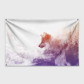 Флаг-баннер с принтом ВОЛК(D) в Курске, 100% полиэстер | размер 67 х 109 см, плотность ткани — 95 г/м2; по краям флага есть четыре люверса для крепления | wolf | волк | волки | волчица | животные | одинокий волк