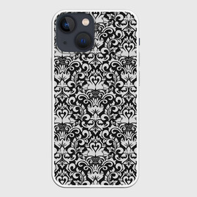 Чехол для iPhone 13 mini с принтом Imperialistic pattern в Курске,  |  | gray | imperial | pattern | retro | арт | вышивка | гжель | девушкам | декор | империя | королева | кружево | лебеди | орнамент | птицы | резьба | ретро | серебро | серебряный | серый | сказочные | текстура | узор