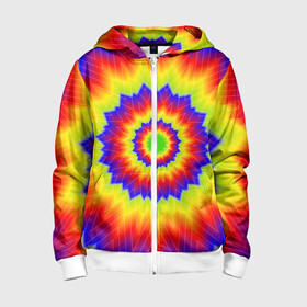 Детская толстовка 3D на молнии с принтом Tie-Dye в Курске, 100% полиэстер |  манжеты и пояс оформлены широкой мягкой резинкой, двухслойный капюшон со шнурком для регулировки, спереди карманы и застежка-молния
 | Тематика изображения на принте: abstract | colorful | dye | gradient | texture | tie | абстракция | градиент | дай | тай | текстура | цветной