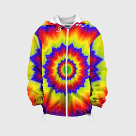 Детская куртка 3D с принтом Tie-Dye в Курске, 100% полиэстер | застежка — молния, подол и капюшон оформлены резинкой с фиксаторами, по бокам — два кармана без застежек, один потайной карман на груди, плотность верхнего слоя — 90 г/м2; плотность флисового подклада — 260 г/м2 | Тематика изображения на принте: abstract | colorful | dye | gradient | texture | tie | абстракция | градиент | дай | тай | текстура | цветной